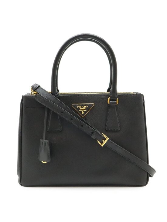 Prada Handbags - Prada Galleria Triangle Shoulder Bag Crossbody 2-Way Saffiano Leather Nero
